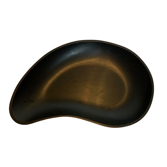 Vintage MCM Black Grainware Kidney Dish Bowl Catch-All Tabletop Snacks Modern - Picture 1 of 9